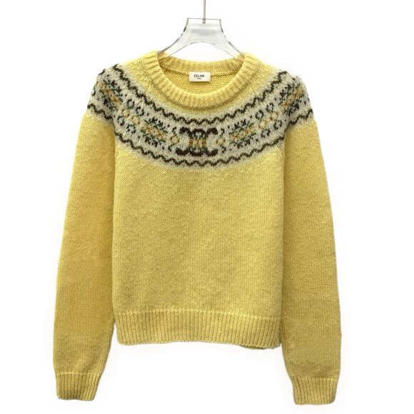 Celine Yellow “Arc de Triomphe” intarsia wool crewneck long-sleeve sweater - Picture 1 of 8